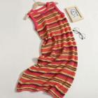 Striped Sleeveless Knit Midi Dress Stripe - One Size