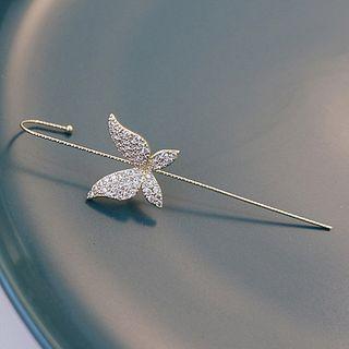 Rhinestone Butterfly Earring 1 Pc - Gold - One Size