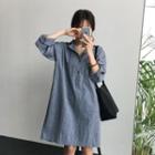 Long Sleeve Notched-lapel Loose-fit Shirtdress