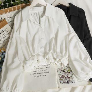 Ruffle-hem Loose Shirt