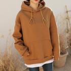 Layered-hem Fleece-lined Boxy Hoodie