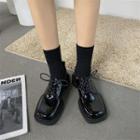 Square-toe Lace-up Platform Shoes