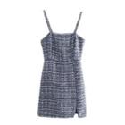 Spaghetti-strap Tweed Mini A-line Dress