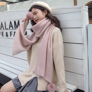 Plain Fluffy Ball Scarf