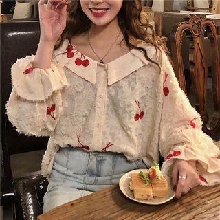 Printed Lace Blouse As Shown In Figure - One Size