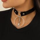 Faux Leather Tooth Charm Choker 1 Pc - 4783 - Silver - One Size