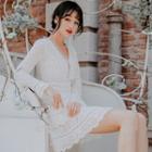 Eyelet Lace Long-sleeve A-line Layered Dress