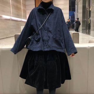 Corduroy Loose-fit Jacket / Velvet Skirt