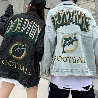 Dolphin Print Denim Jacket