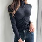 Turtleneck Shirred Slim-fit Top
