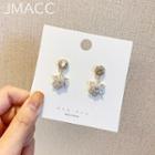 Flower Rhinestone Alloy Dangle Earring 1 Pair - 925 Silver - Gold & White - One Size