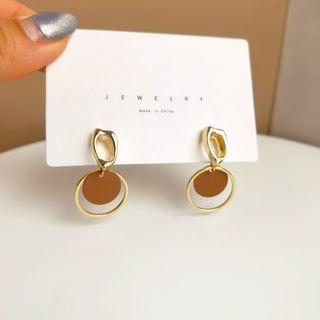 Hoop Disc Drop Earring 1 Pair - Gold - One Size