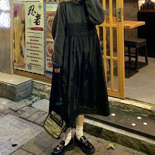 Paneled Midi A-line Sweatshirt Dress 6032 - Black - One Size