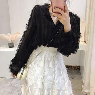 Fringe V-neck Blouse