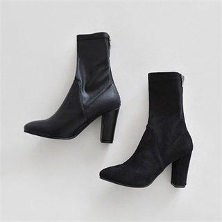 Block-heel Zip-back Short Boots