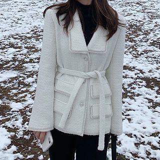 Embellished Tie-waist Button Jacket
