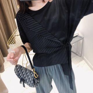 Striped Panel Short-sleeve Top