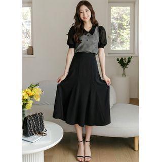 Godet-hem Long Flare Skirt