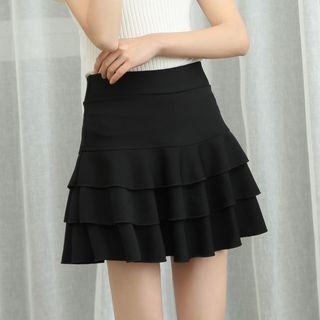High-waist Inset Shorts A-line Layered Skirt