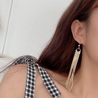 Fringe Dangle Earring 1 Pair - Hook Earring - Long - Gold - One Size