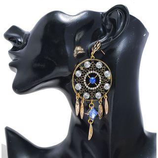 Rhinestone Dangle Earring 1 Pair - Blue - One Size