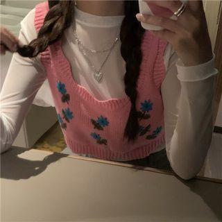 Long-sleeve T-shirt / Sleeveless Knit Top