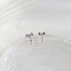 Asymmetrical Bow Drop Earring 1 Pair - Silver - One Size
