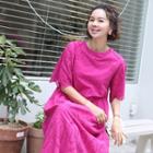 Round-neck Perforated A-line Dress
