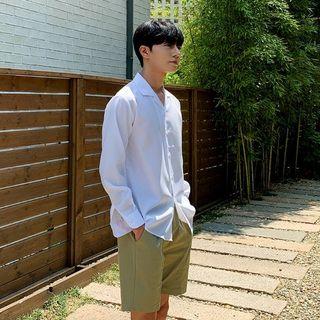 Open-placket Textured Shirt In 11 Colors