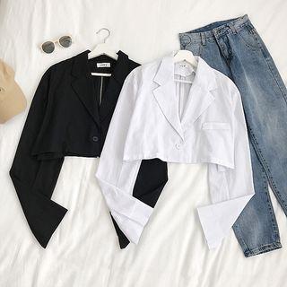 Single-button Plain Cropped Blazer