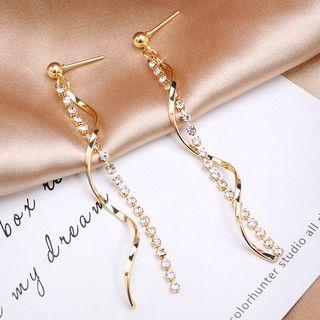 Rhinestone Swirl Alloy Fringed Earring 13 - 1 Pair - As Shown In Figure - One Size