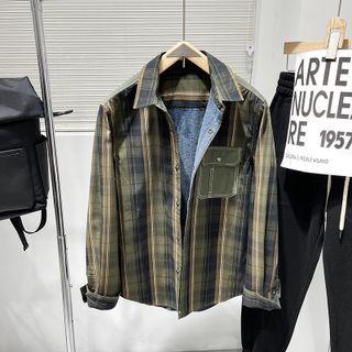 Long Sleeve Plaid Fleece-lined Shirt