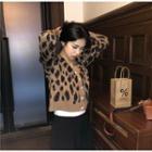Leopard Print Cardigan Leopard - Khaki & Black - One Size
