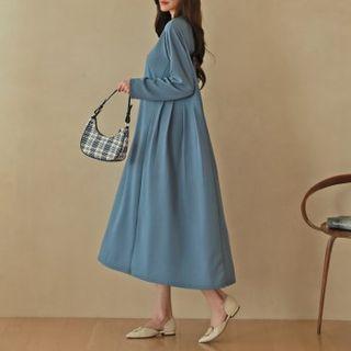 Pleated-side Long Flare Dress