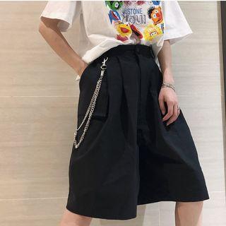 Chain Accent Wide-leg Shorts
