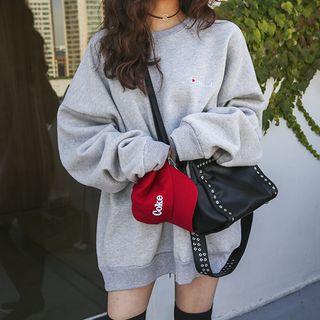Boxy Fleece-lined Embroidered Sweatshirt