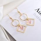 925 Sterling Silver Faux Crystal Geometric Dangle Earring Es604 - 1 Pair - One Size