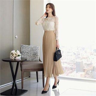 Tall Size Pleats Long Skirt