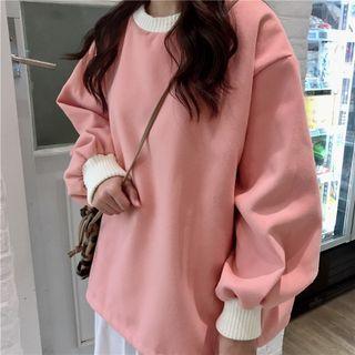 Long Sleeve Round Neck Contrast Trim Sweatshirt