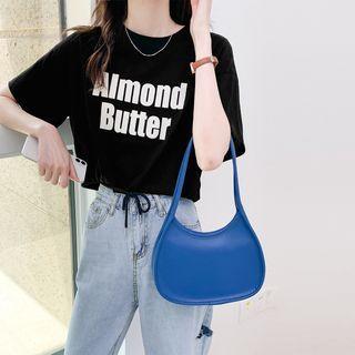 Round-neck Printed Letter Drawstring Cropped Top