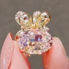 Rabbit Faux Crystal Hair Clamp Ly676 - Pink & Gold - One Size