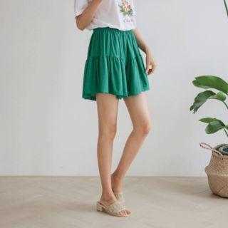 Tiered Shirred A-line Mini Skort