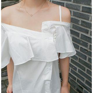 Shifted-panel Off-shoudler Minidress