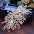 Bead Branch Bridal Hair Comb / Faux Pearl Drop Clip-on Earring