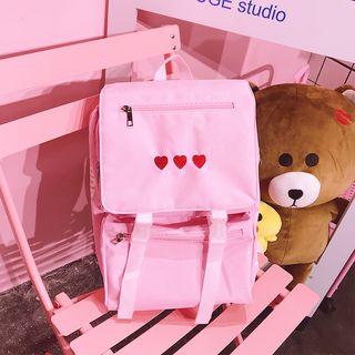 Embroidered Heart Canvas Backpack