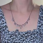 Rhinestone Fringed Alloy Necklace Silver - One Size