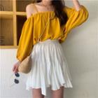 Cold Shoulder Puff-sleeve Blouse