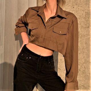 Crop Shirt Brown - One Size