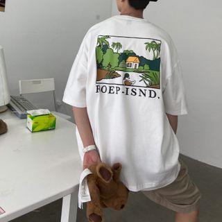 Short-sleeve House Print T-shirt