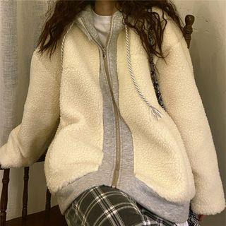 Fleece Panel Zip-up Hoodie